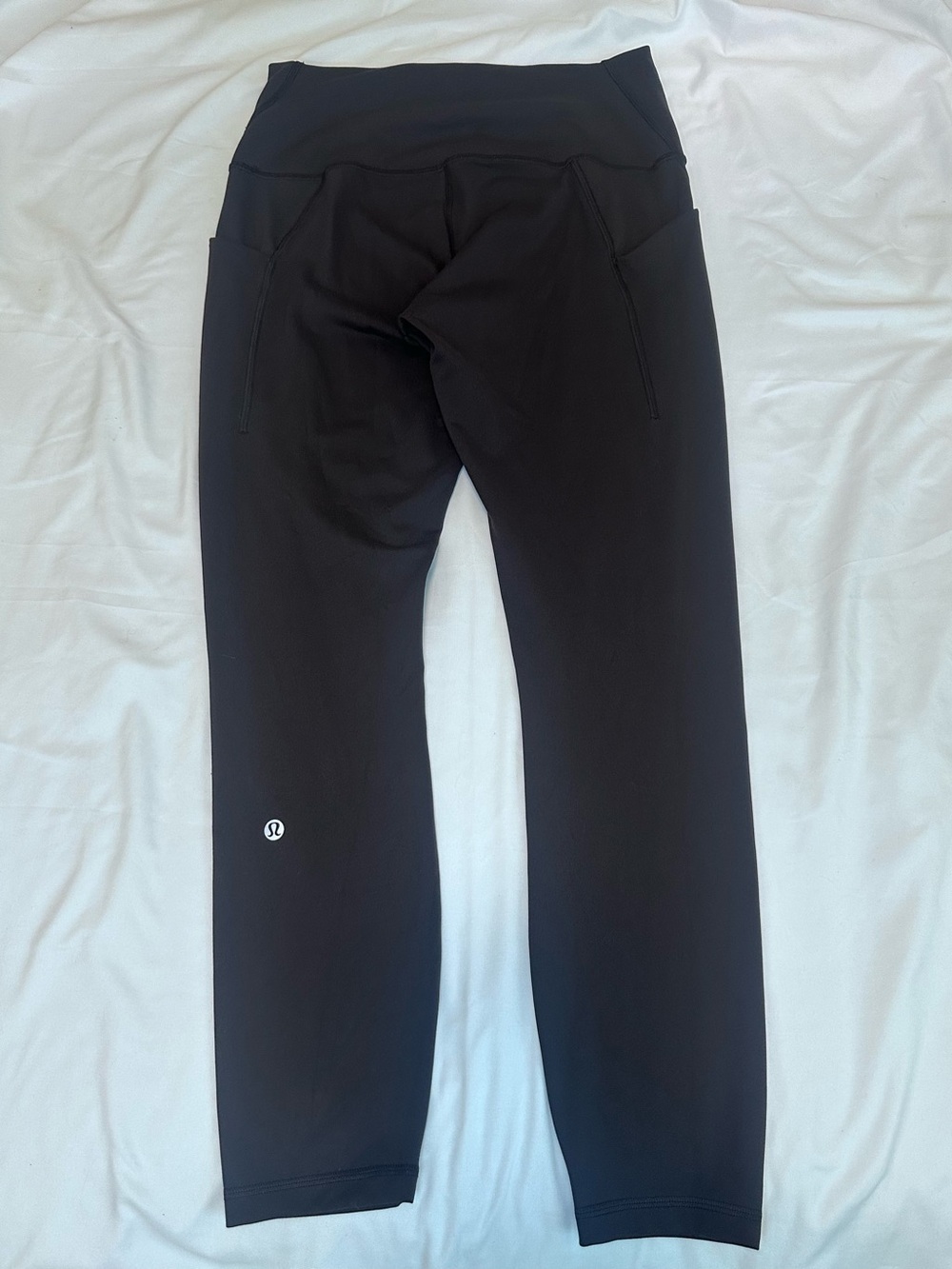 Lululemon Fast & Free Crop Leggings Black Side Pocket High Rise Size 10